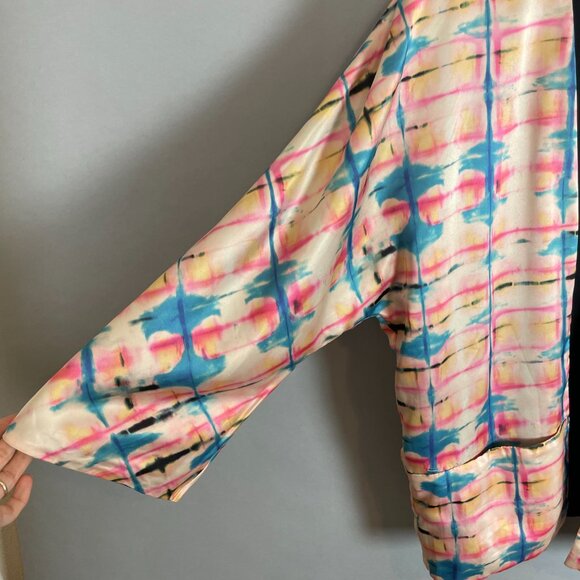 H&M Kimono Robe Shibori Tie-Dye Reversible Open Front Women Size 10 Reversible - Picture 6 of 16